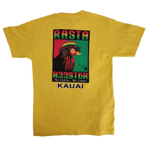 Rasta Rooster Kauai Yellow T-Shirt S Alstyle 100% Cotton Made In Mexico - Picture 2 of 4